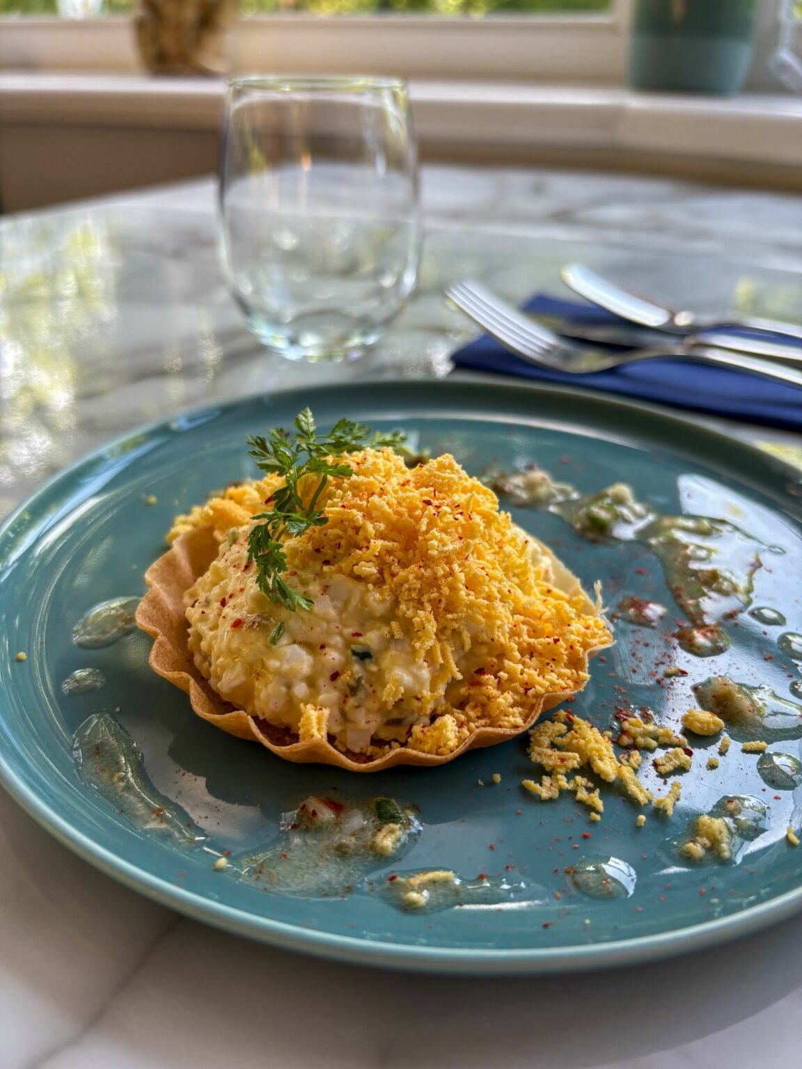 TARTELETTE OEUF MIMOSA restaurant Pavillon Bleu